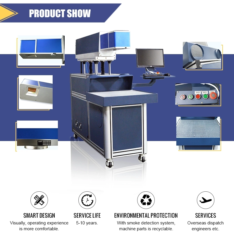 3 Axis Dynamic Focusing 600*600 CO2 Galvo Laser Marking Machine on Jeans Leather Shoes