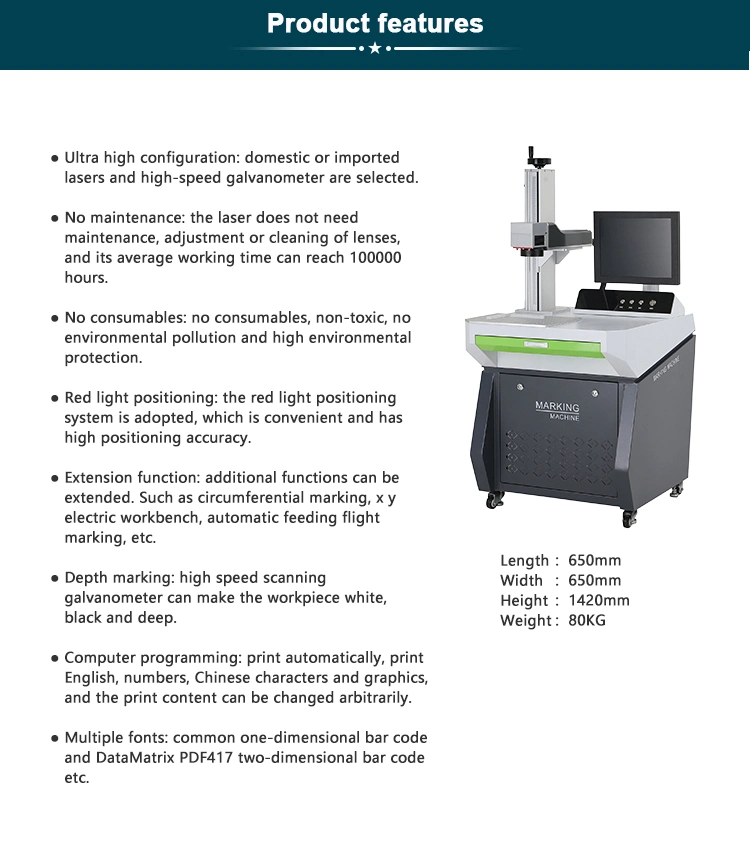 Benchtop Fiber CO2 UV Laser Marking Machine Workbench for Metal Hard Plastic