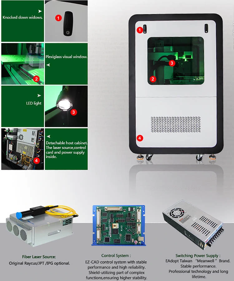 Closed Cabinet Fiber Laser Marking Machine 20W 30W 50W 60W