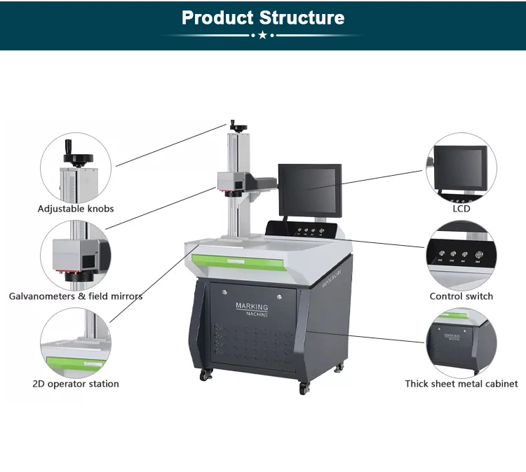 Benchtop Fiber CO2 UV Laser Marking Machine Workbench for Metal Hard Plastic