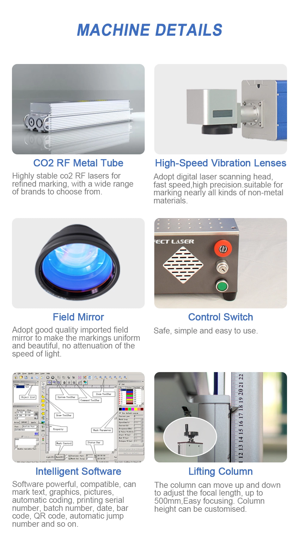 Desktop Small 30W CO2 Laser Marking Machine for Nonmetal