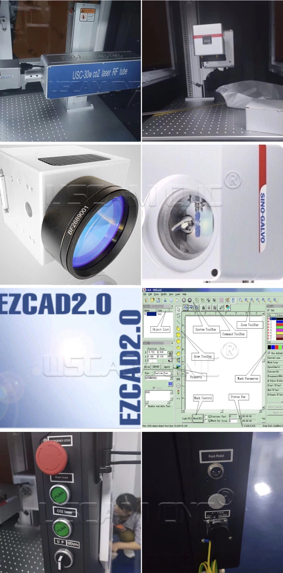 2D CO2 RF Tube Metal Tube Laser Marking Machine for Optical Lenses for Wood Marking 30W 40W 60W 100W