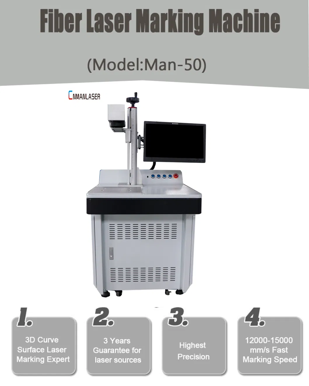 50W Raycus/Ipg/Max Laser Source Metal Fiber Laser Marking Machine Price for Logo Marking