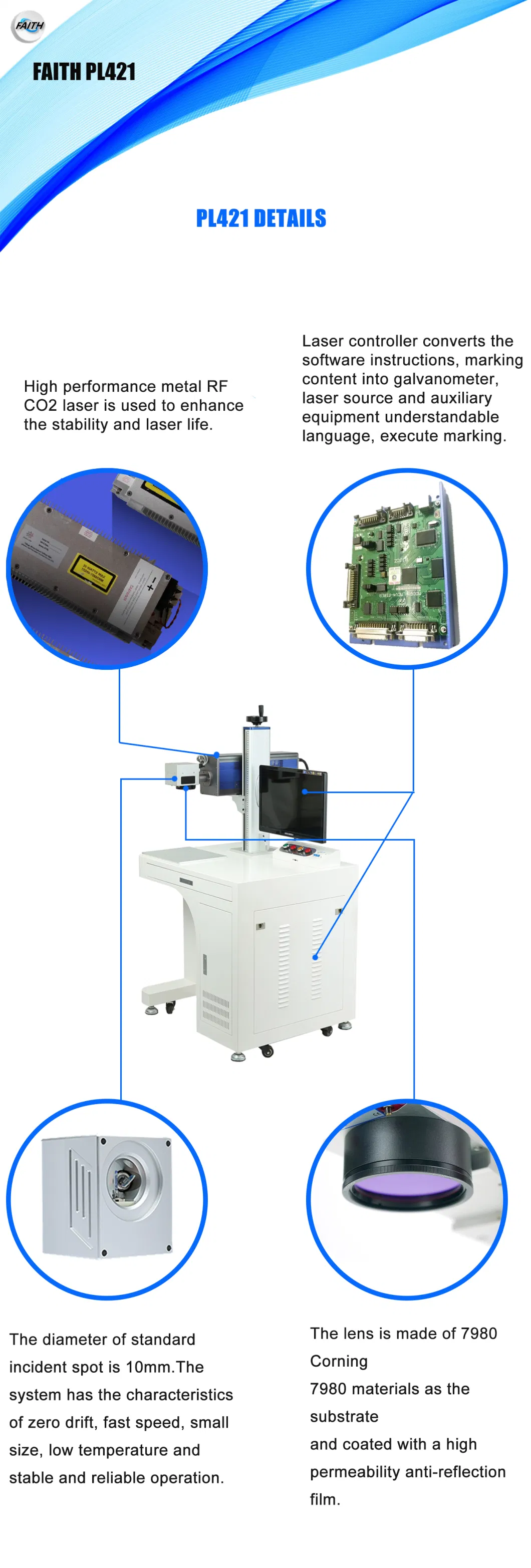 Faith Desktop Type CO2 Laser Marking Machine Strec Mark