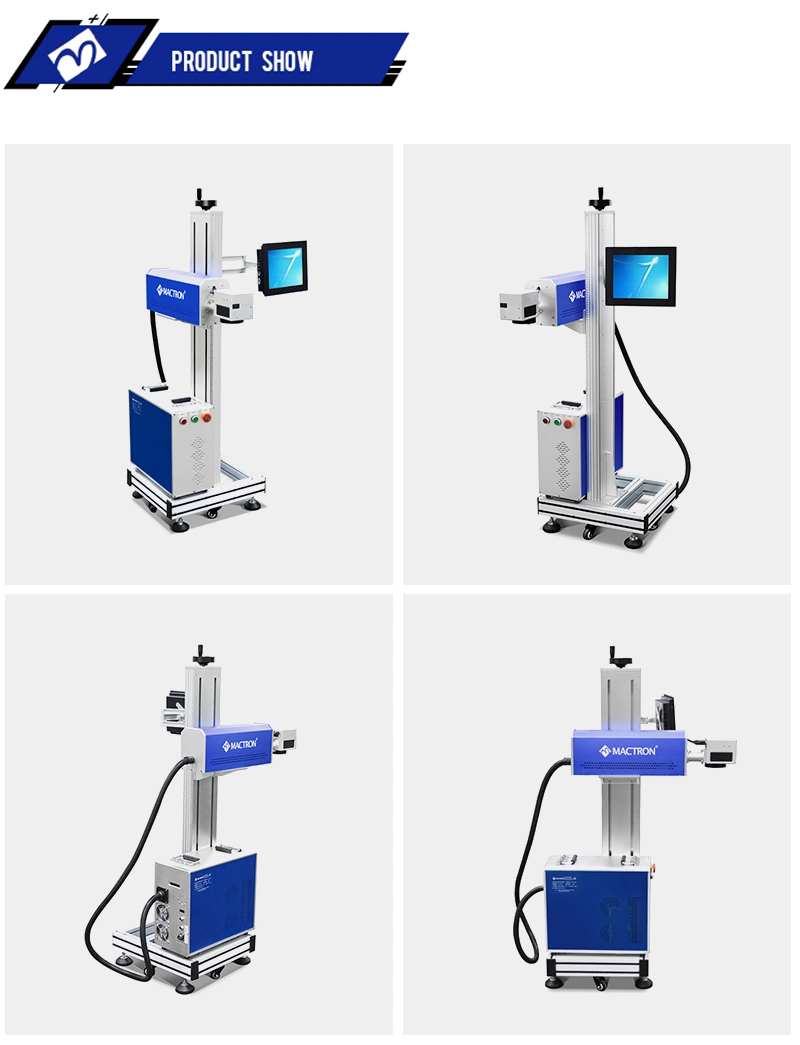 30W 60W 80W CO2 Flying Laser Marking Machine with Converyor Belt