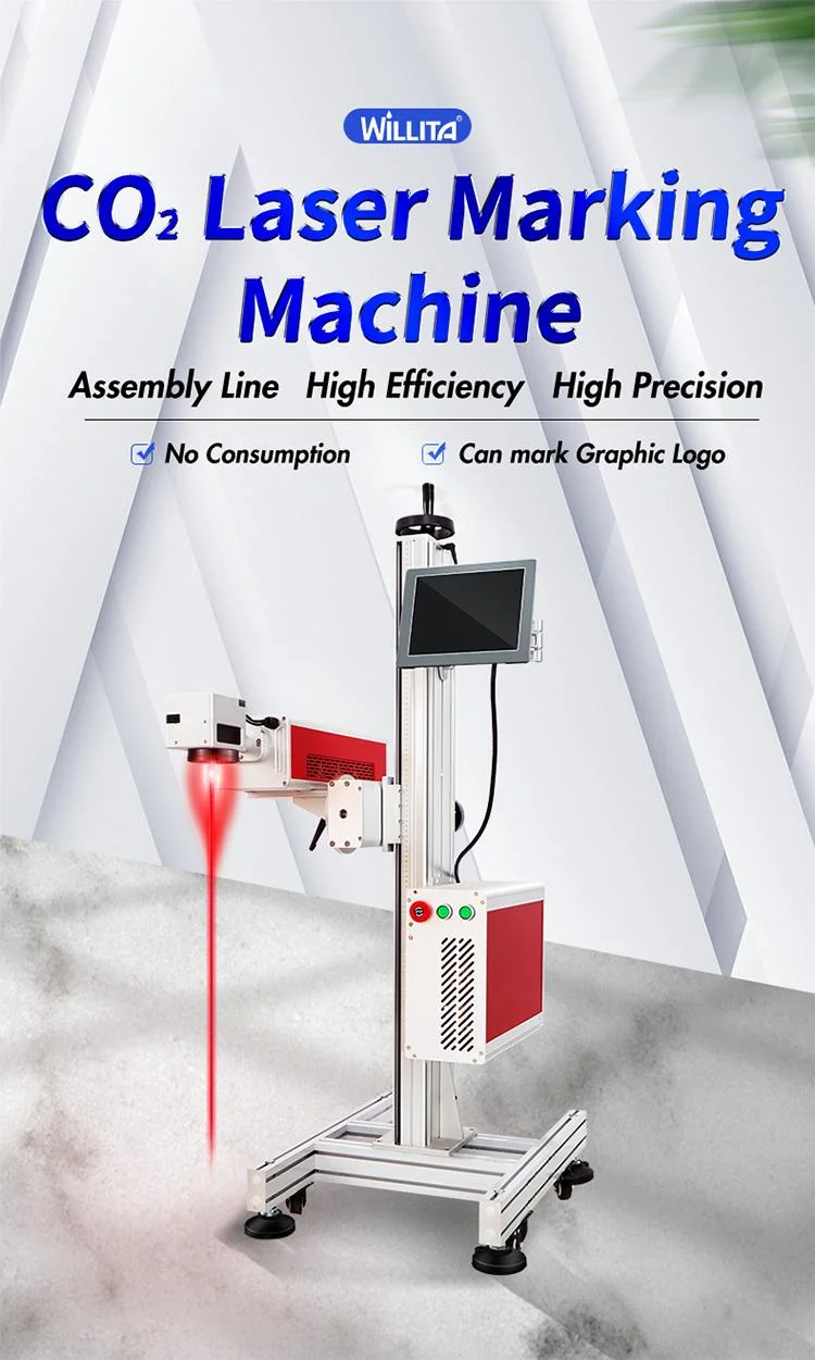 Mineral Water Production Line Expire Date Barcode Flying Mode Online 20W 30W CO2 Marking Machine Pet Laser Bottle Printer