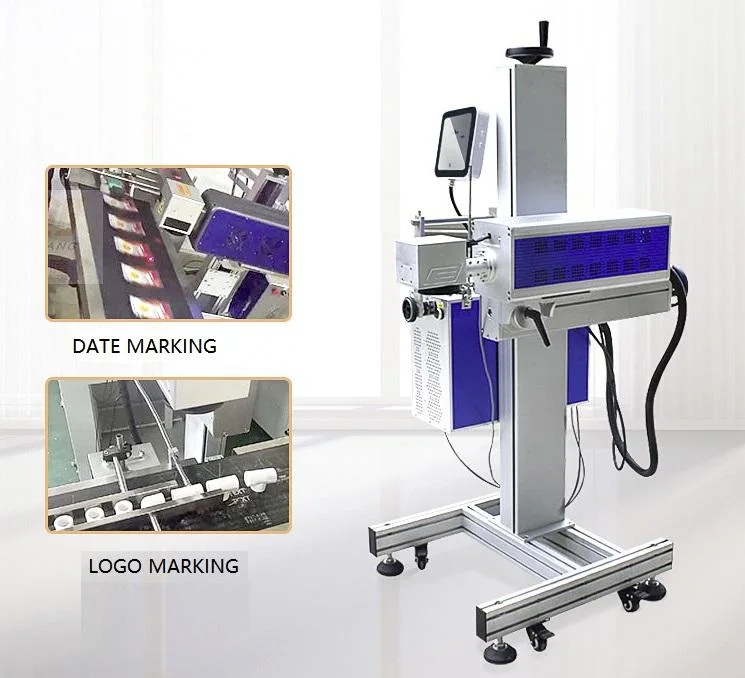 Online Flying Production Line CO2 Laser Marking Machine for Deep Engraving Printing on Plastic Pipe Package Date Coding