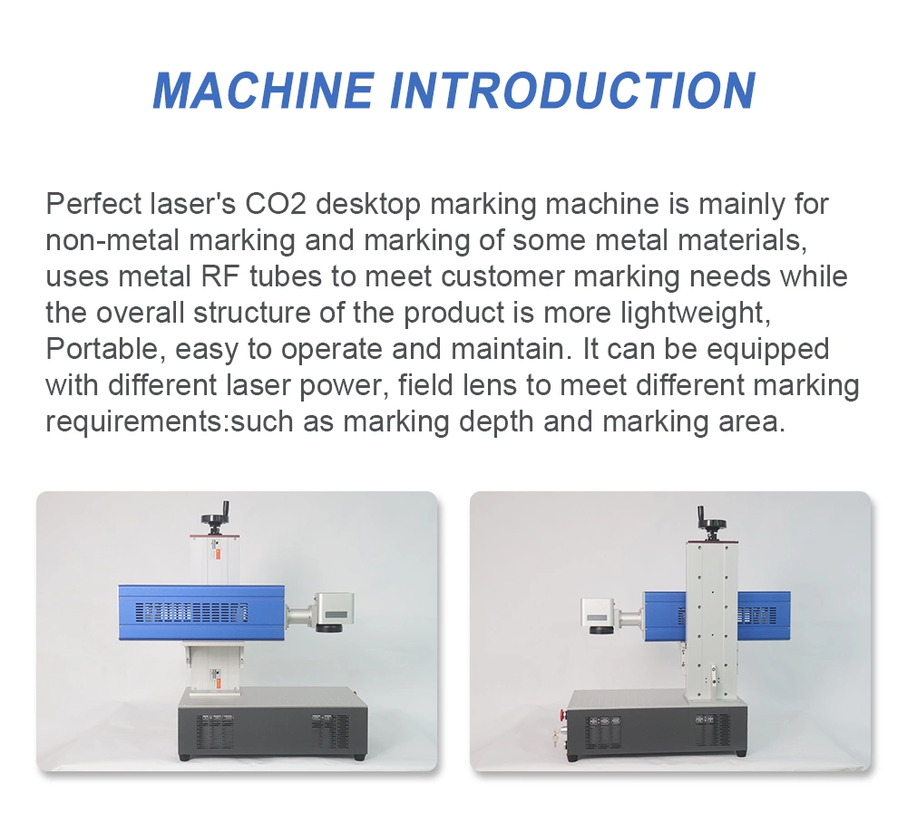 Portable Type 30W 60W 100W CO2 Laser Marking Machine for Non-Metal Wood Acrylic Leather Glass