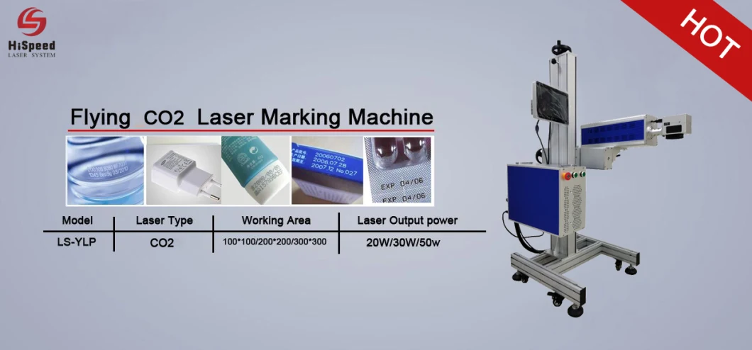 9.3um Crd Laser Source CO2 Laser Marking Machine for Water Bottle Marking Hispeed Laser 20W 30W 50W