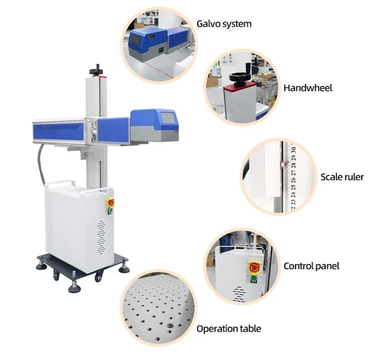 30W 40W 60W Large Format CO2 Flying Laser Marking Machine Assembly Line Batch Marking