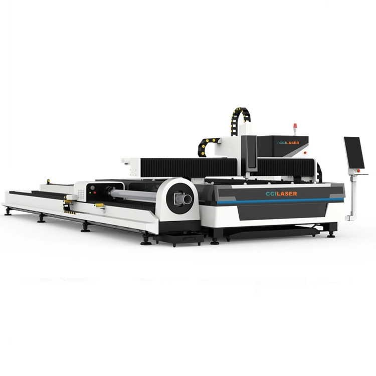 Square Tube &amp; Round Tube Cut 1500*3000mm Fiber Laser Cutting Machine with Rotary Axis