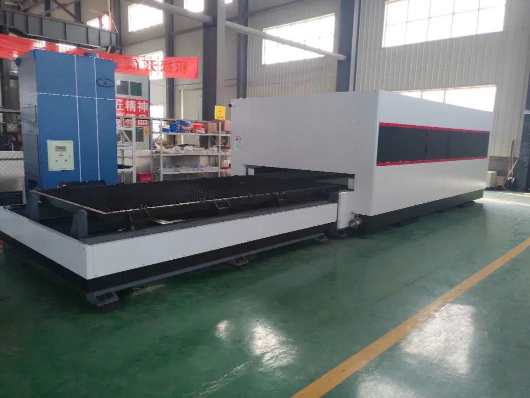Metal Sheet Stainless Steel Two Work Table with Machine Enclosed Cover Fiber Laser Cutting Machine