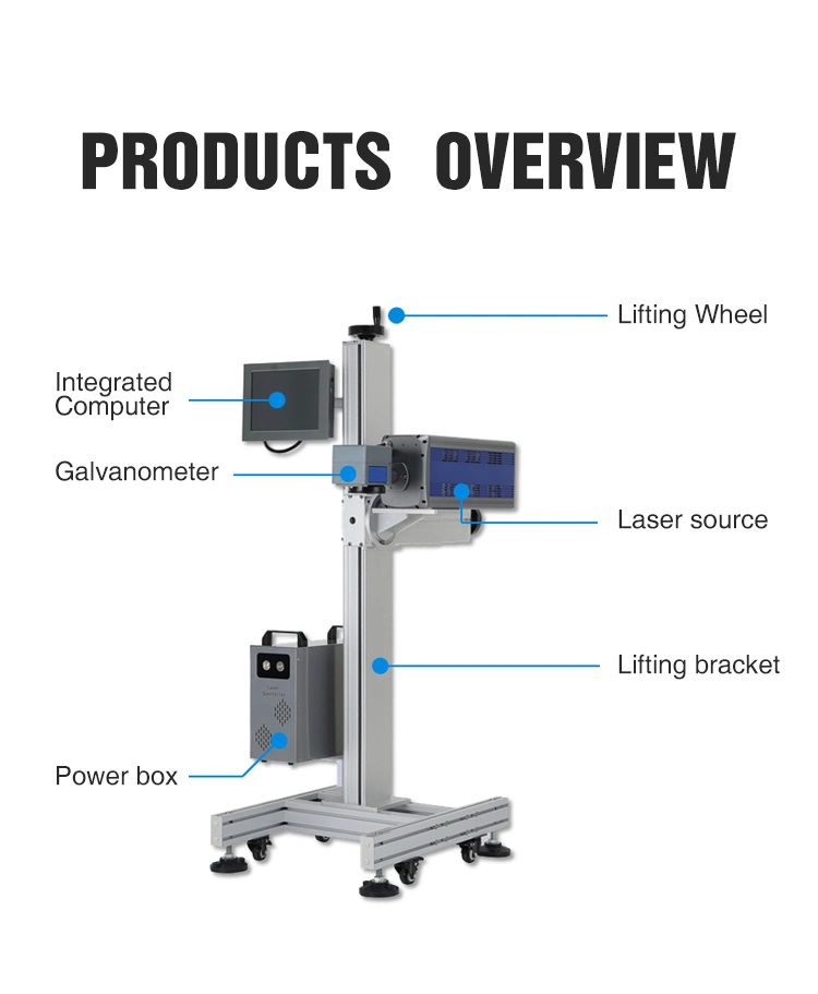 CO2 Laser Marking Machine Flying Production Line with 40W 60W 80W