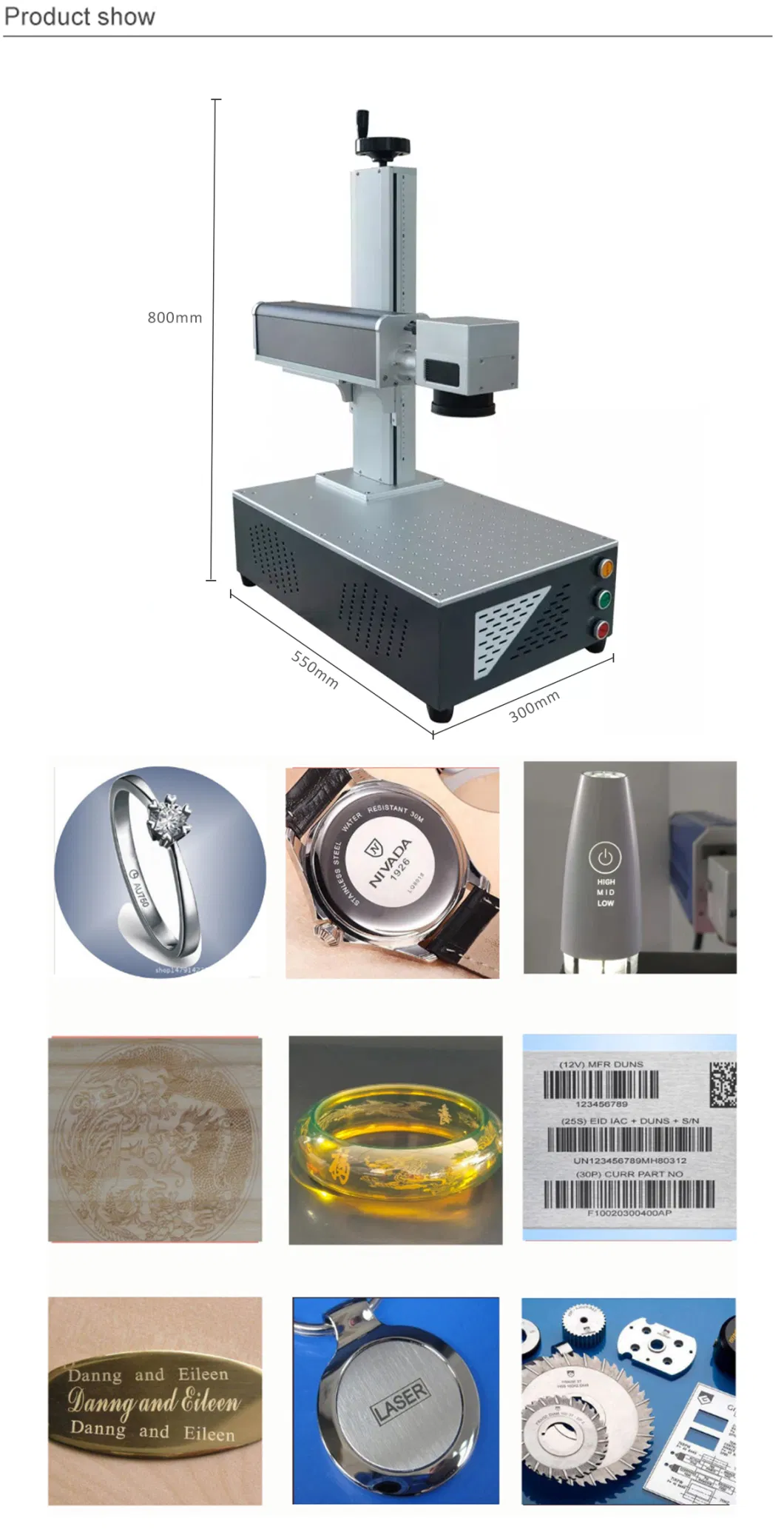 Desk Portable Type 20W 30W 50W 100W Fiber CO2 Laser Marking Machine
