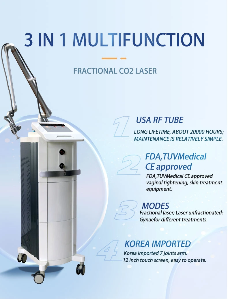 10600nm CO2 Laser Fractional Machine Skin Tightening Scar Removal Whitening Stretch Mark Removal CO2 Laser 30W 60W RF Tube CO2