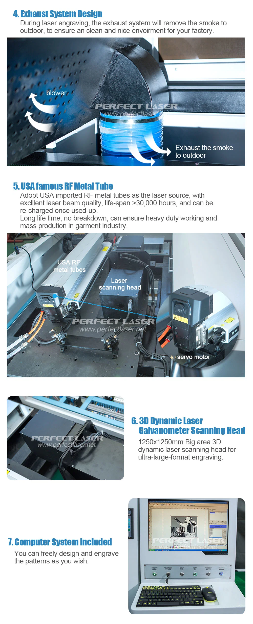 300W Rofin Metal RF Tube Galvo Laser Jeans Denim Engraving Machine