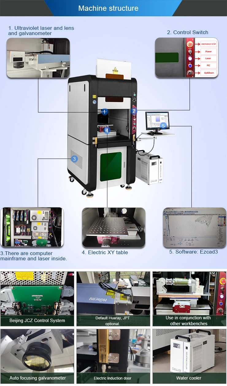 Enclosed Type UV 3W 5W 8W 10W 3D Laser Marker for Cosmetics Pharmaceuticals Food Polymer Materials Package