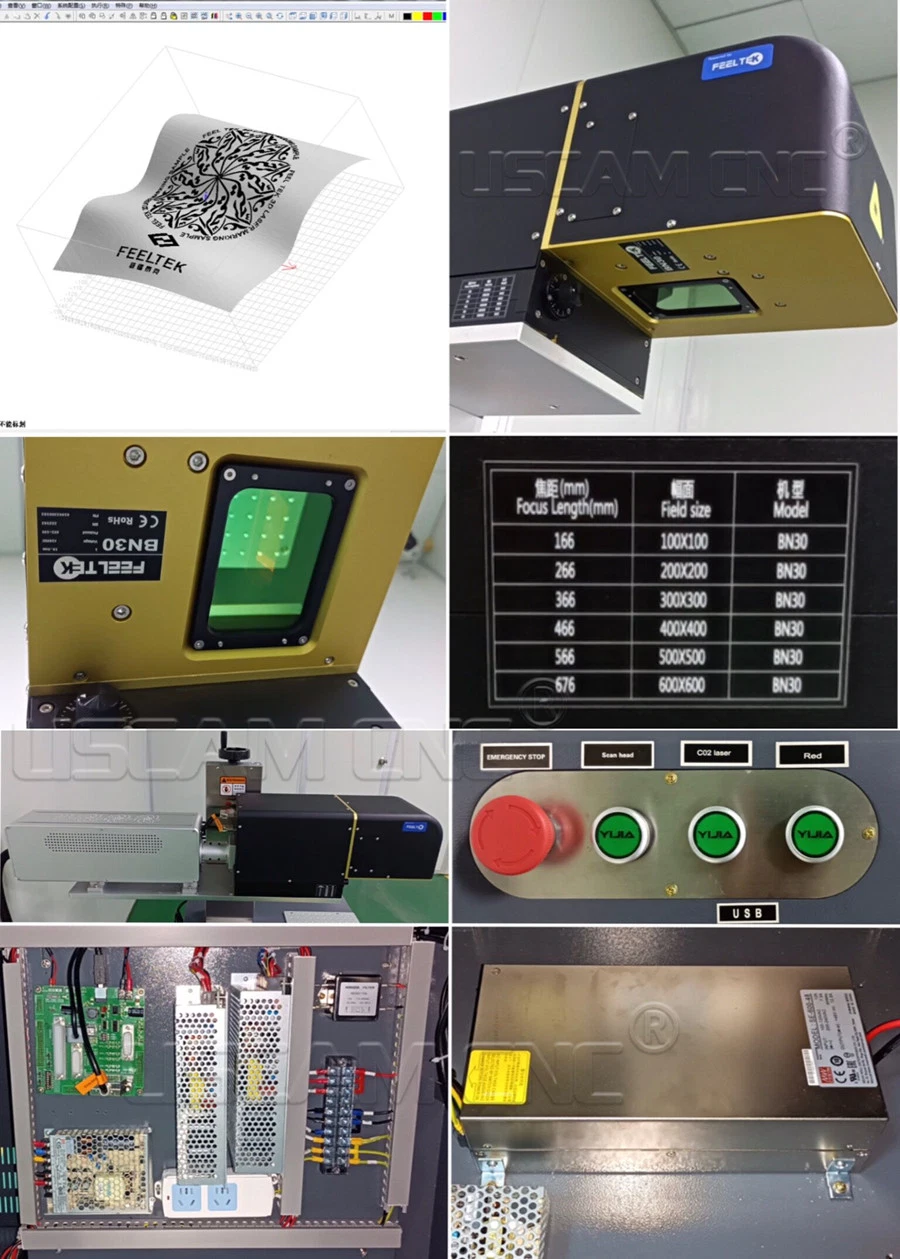 High Speed 3D Dynamic Focusing Galvo Davi Synrid Coherent RF 20W 30W 60W 100W CO2 Laser Marking Machine for Wood Paper Engraving