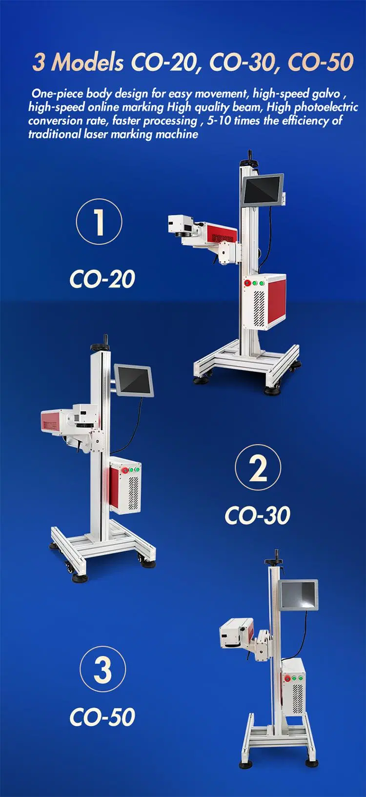 CO2 2D 3D Galvo Laser Marking Machine with Glass Laser Tube Laser Marking Machines