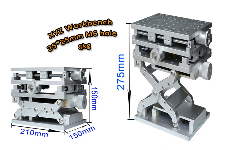 Laser Marking Machine Lift Platform 200X200mm One Dimensional Stainless Steel Adjustable Manual Lifting Table