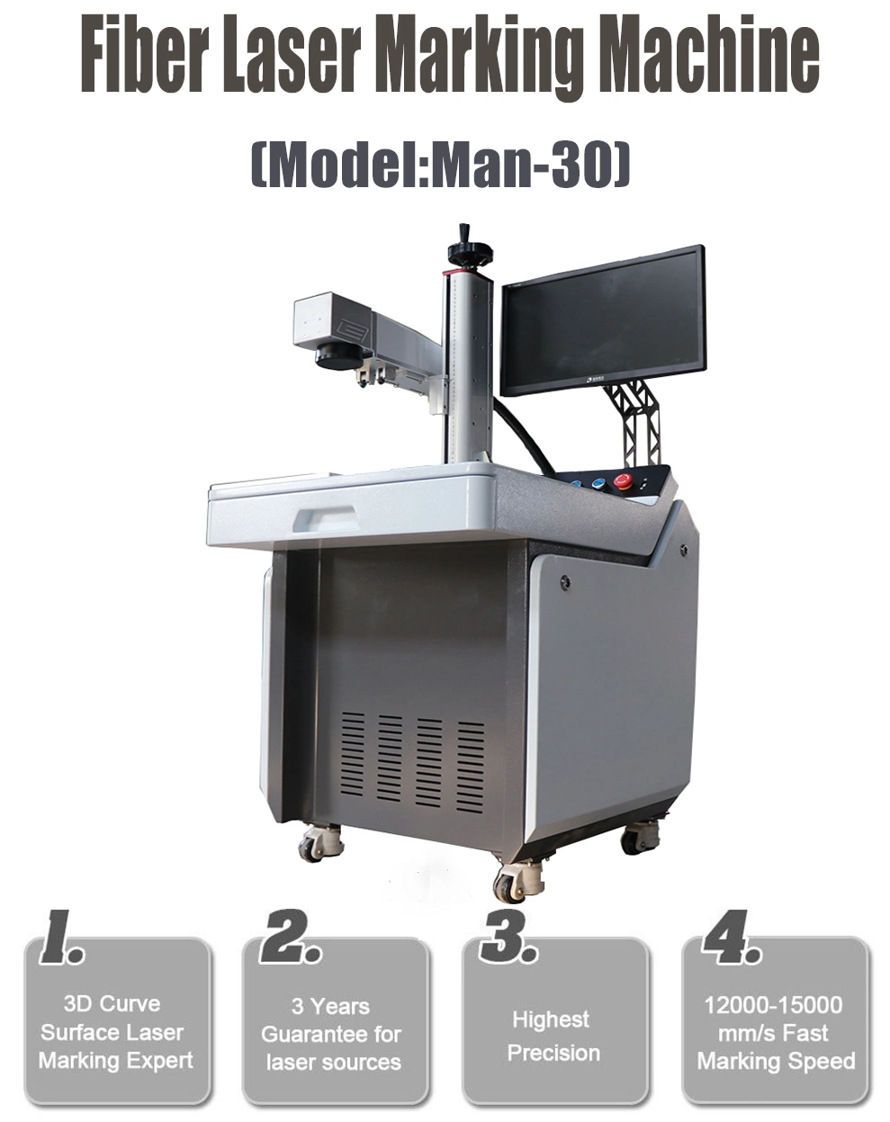 30W Plastic Buttons Laser Marking Machine with Ipg Laser Source