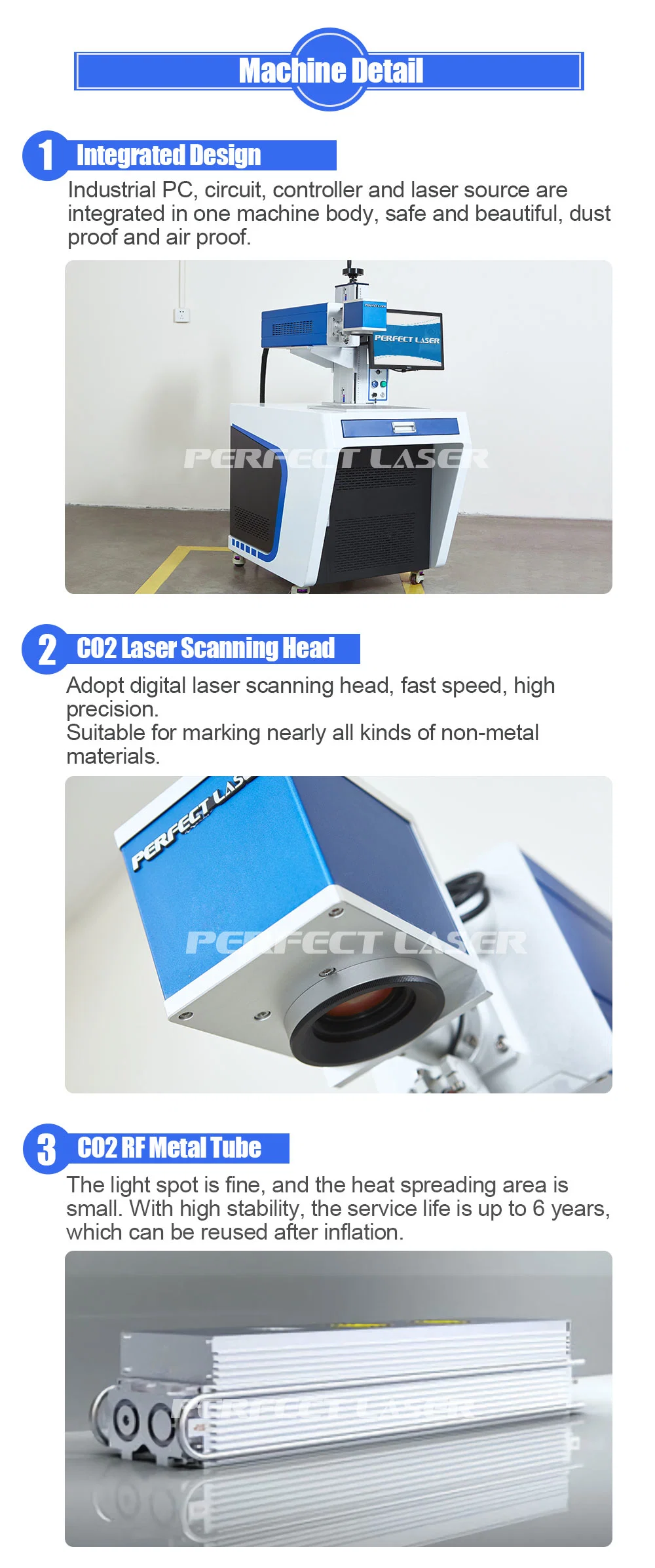 30W RF Metal Tube CO2 Galvo Laser Wood Engraving Machine