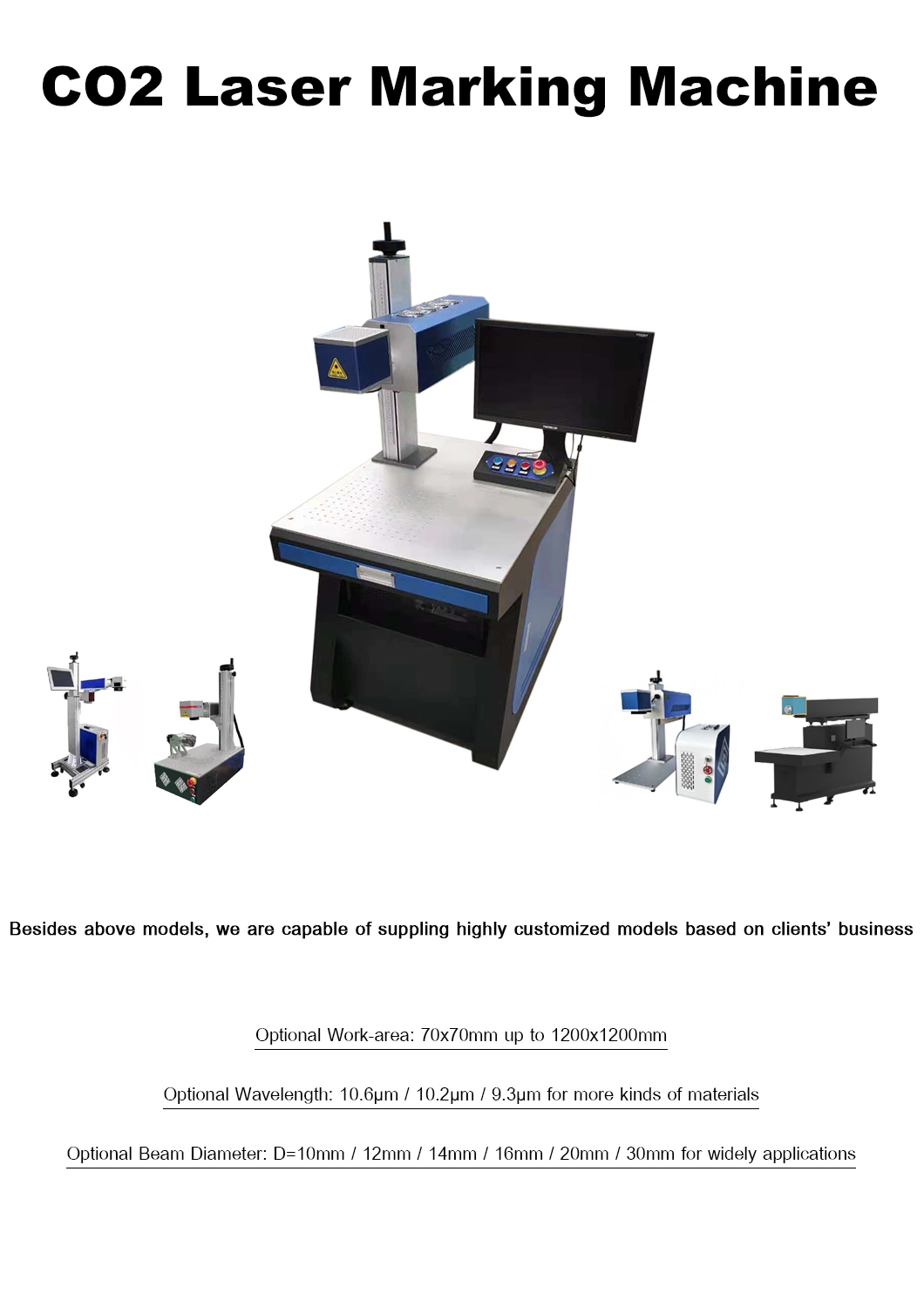 10W / 30W / 50W / 60W / 100W Flow Line CO2 Galvo Laser Marking Machine Price