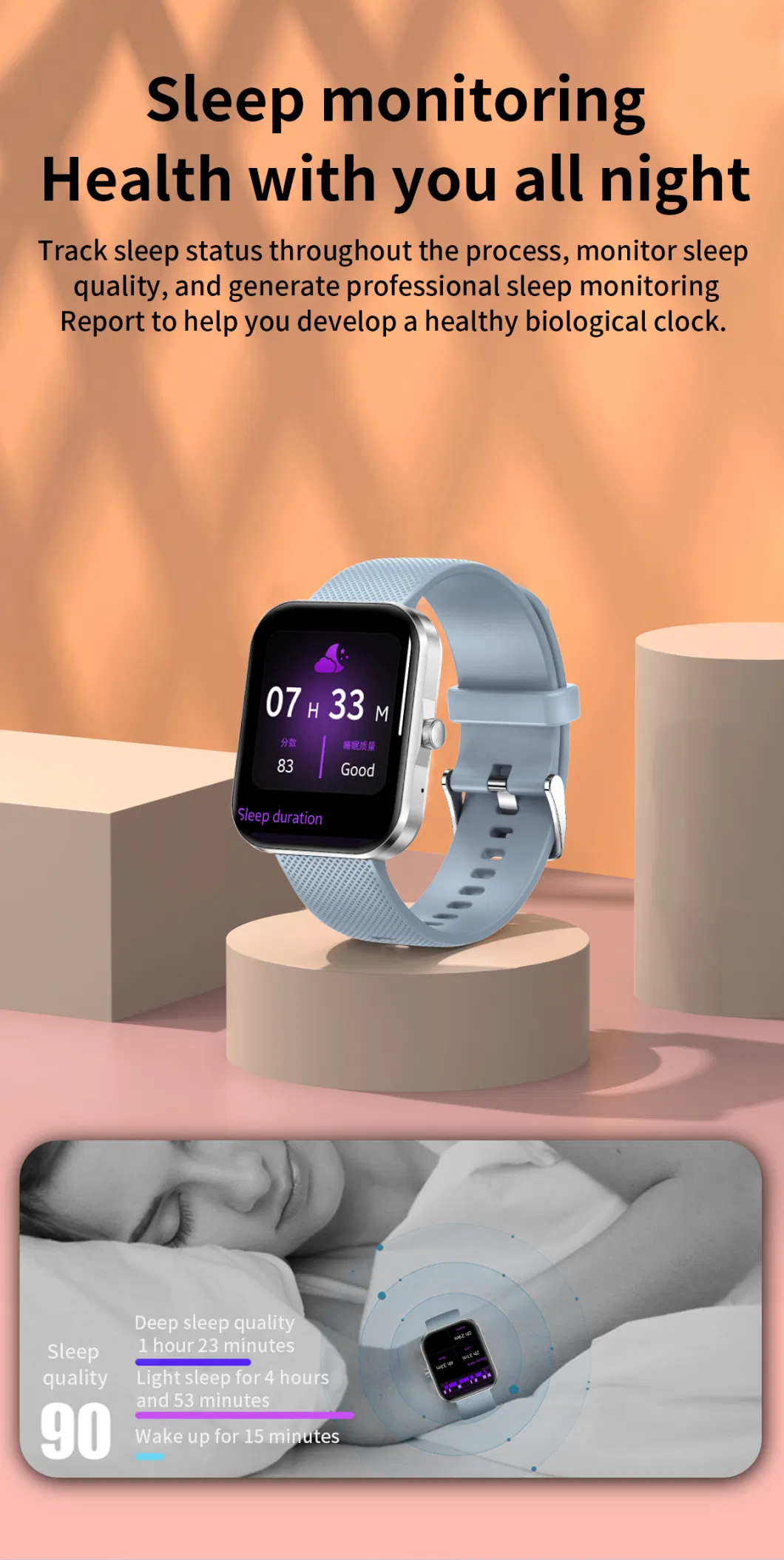 2023 Multifunctional Fashion Smart Watch OEM Mobile Phone Wrist Fitness Band Health Monitor Sport Smart Watch