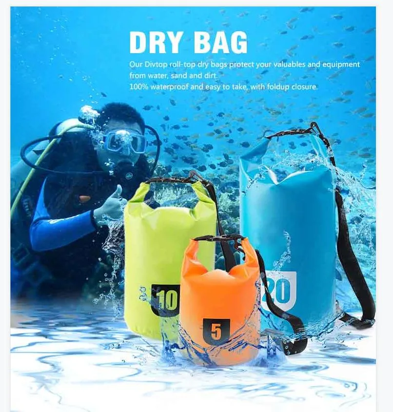 2022 Custom Outdoor PVC Tarpaulin Floating Waterproof Custom Dry Bag Backpack for Diving Sailing Camping