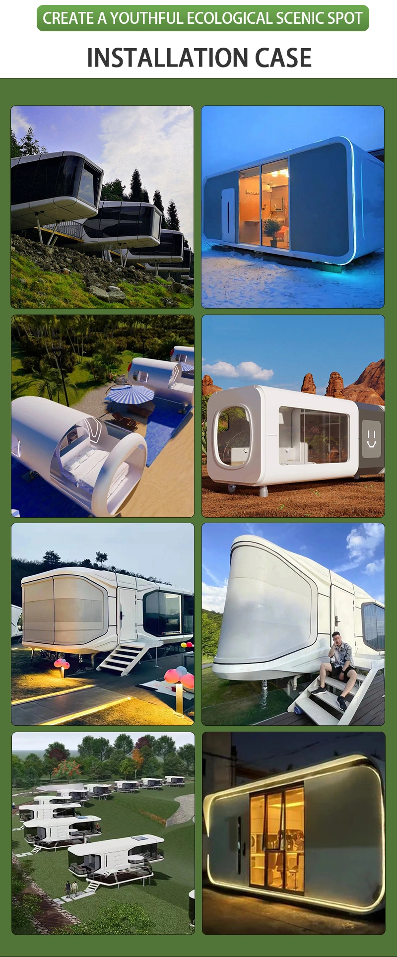 Portable Prefab House Modular Frame Modern Space Capsule Style Camping House Outdoor Mobile Capsule House