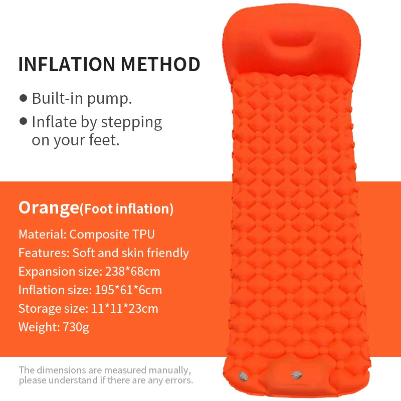Self Inflating TPU Air Mattress Wholesale Inflatable Sleeping Pad Custom Portable Camping Mat