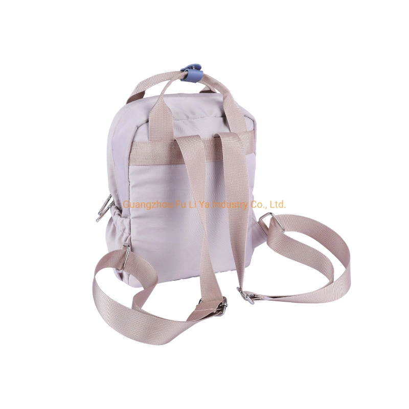 Nylon Water Resistant Stylish Beige Lightweight Bags Women Girls Waterproof Campus Backpack