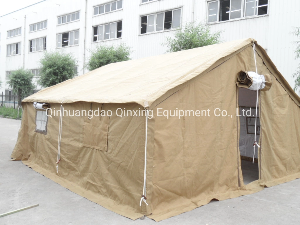 Europe/Africa Hot Sale Qx Factory 10, 20, 30, 40, 50 Persons Military Style Large Frame Cotton Tent