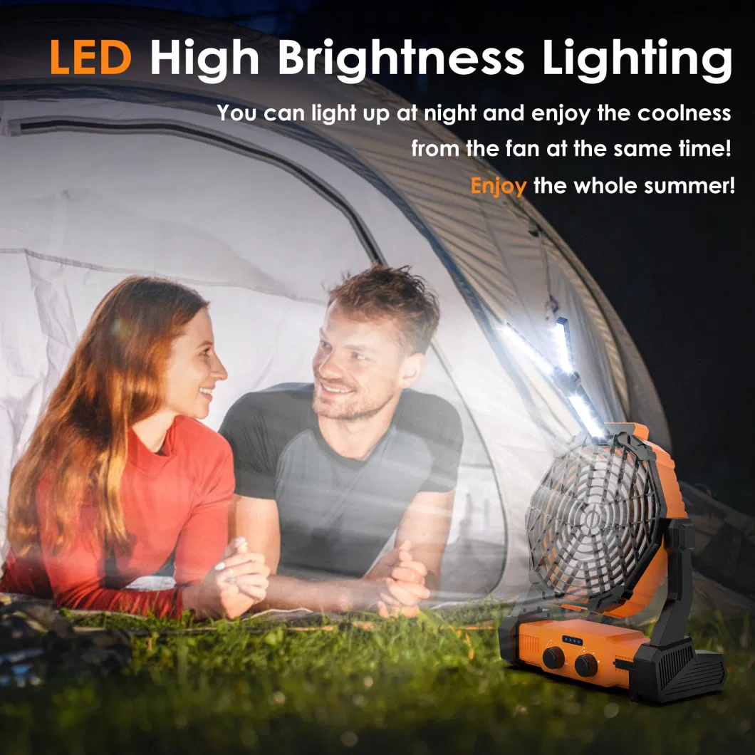2022 New Trend Wireless USB 18 LEDs Camping Light with Ceiling Fan Tent Accessories Hanging Outdoor Emergency Light with Tripod