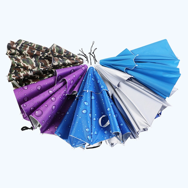 OEM Foldable Outdoor Sports Camping/Fishing Dia 80cm Anti Sun Double Canopy Head Hat Umbrella for Adult
