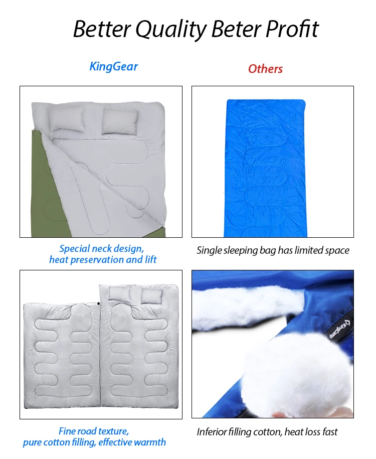 Winter Double Sleeping Bags Lightweight Waterproof Thermal Camping Sleeping Bag for Adults