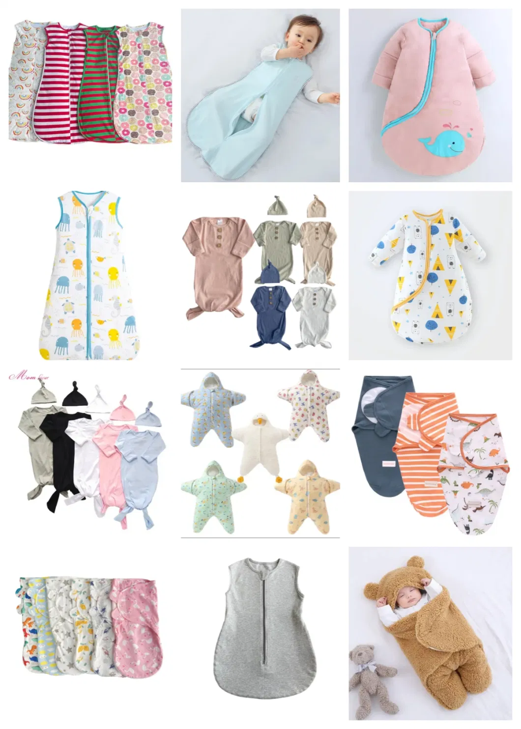 Zipper Baby Sleeping Bag 1 Tog 1.5 Tog 2.5 Tog Baby Sleeping Sack Unisex Cotton Wearable Blanket Sleep Sack Bag