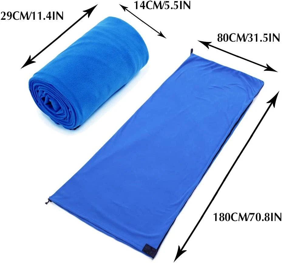 Woqi Wholesale Microfiber Fleece Zippered Sleeping Bag Liners for Camping