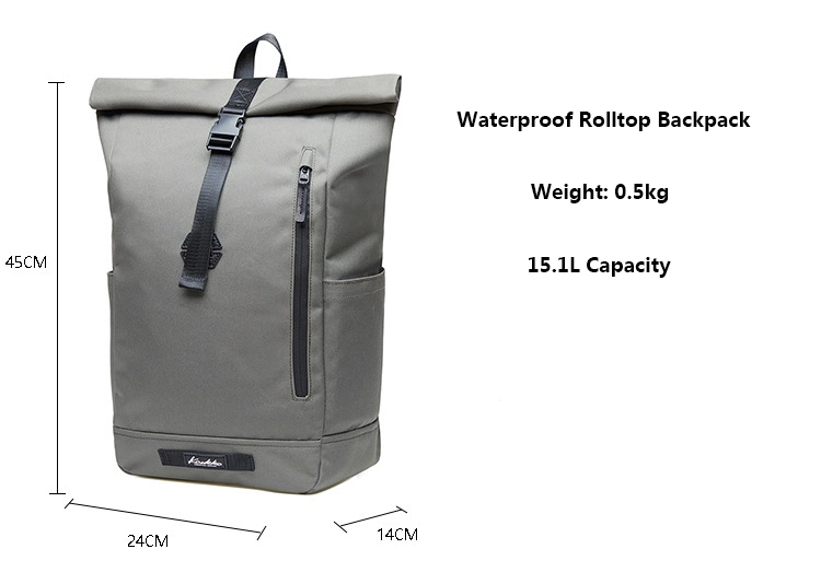 Polyester School Outdoor Waterproof Rucksack Roll Top Travel Backpack