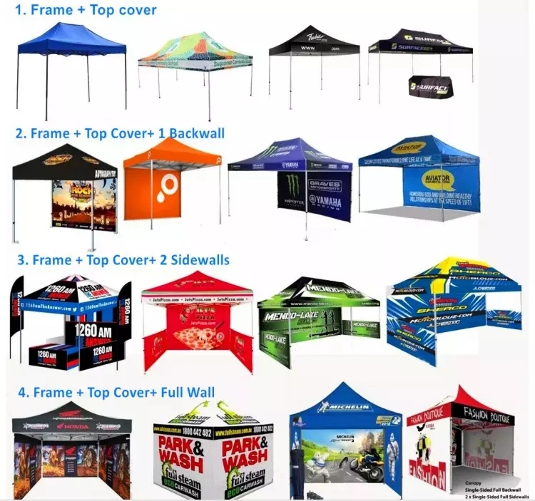 Factory Custom Logo Printed Outdoor Advertising Party Steel Foldable Pop up Tent