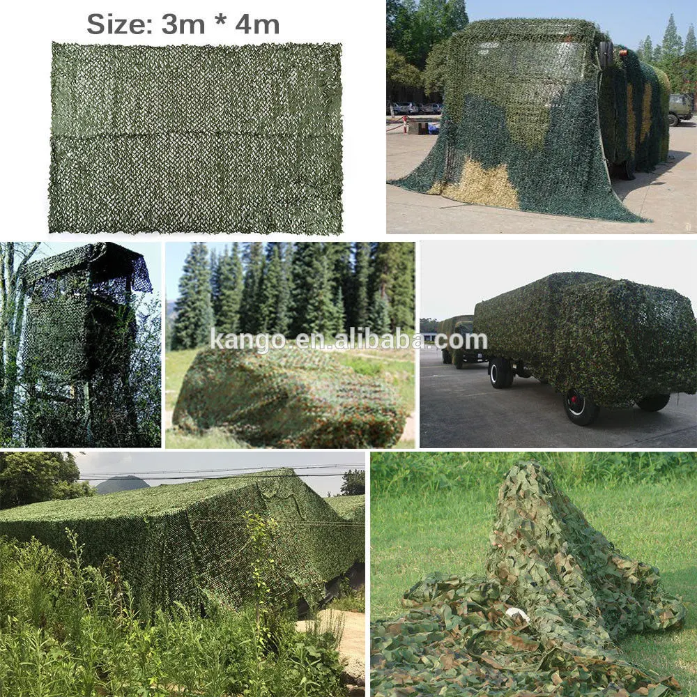 Kango Military Style Any Size Woodland Camo Flame Retardant Hunting Camouflage Net Outdoor Desert Polyester Shade Net