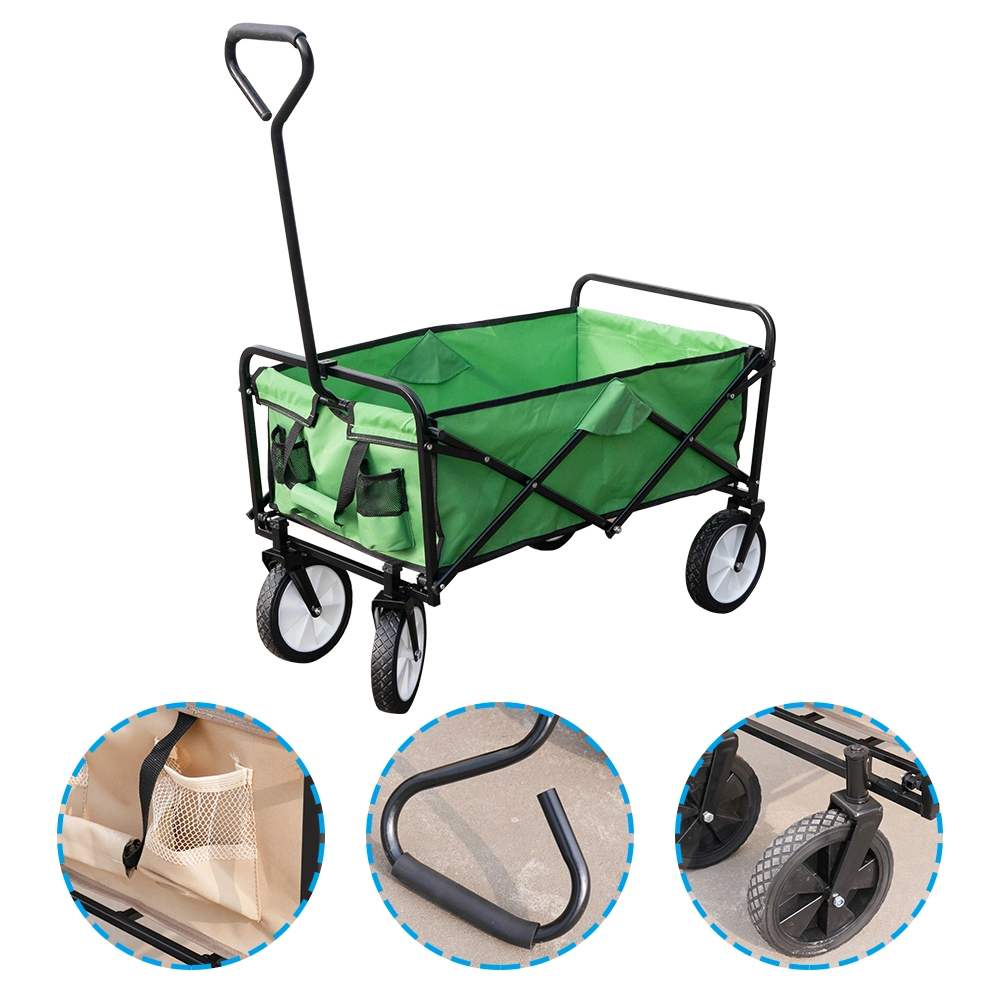 Folding Wagon Utility Carts with Wheels and Rear Storage