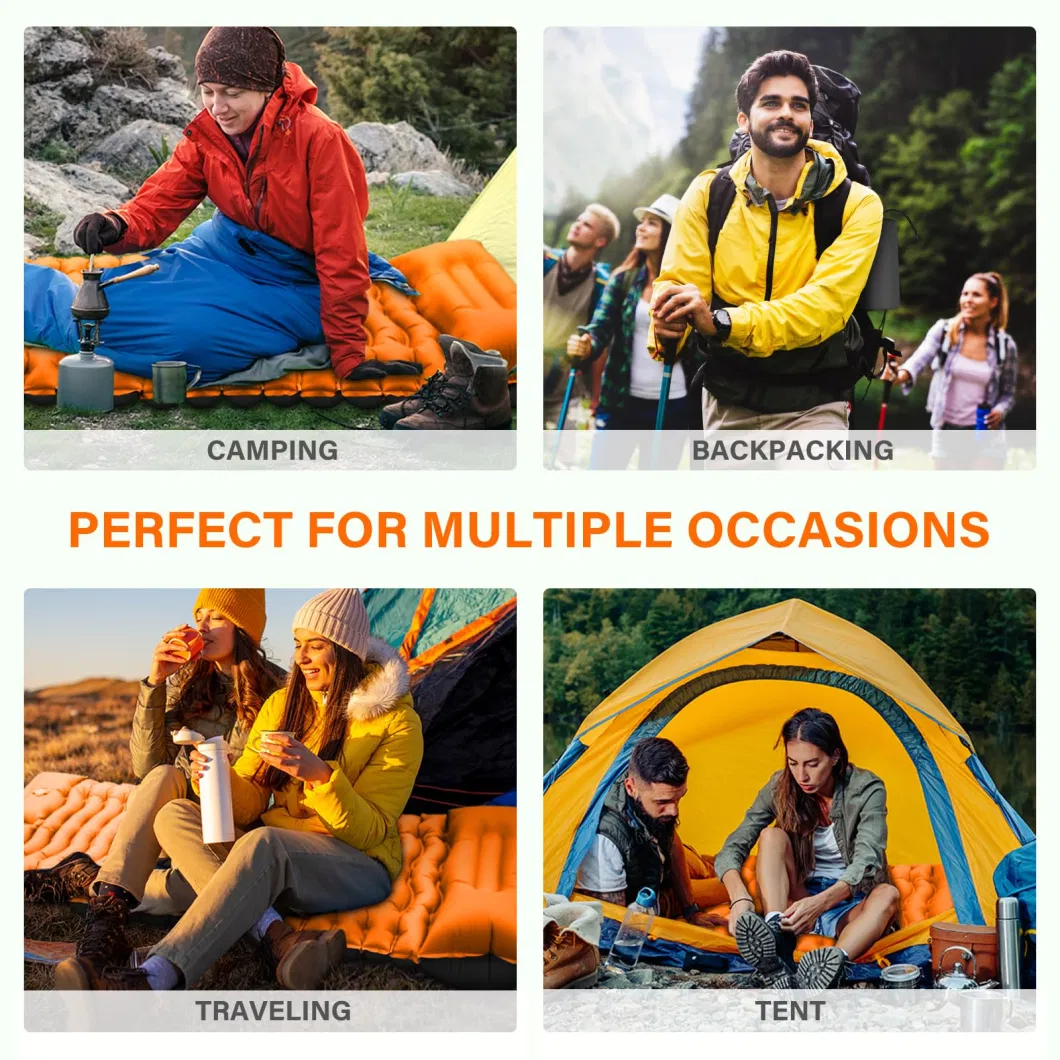 Custom Backpacking Self Inflating Foldable Camping Accessories Air Mat Mattress Sleeping Pad Built-in Pillow