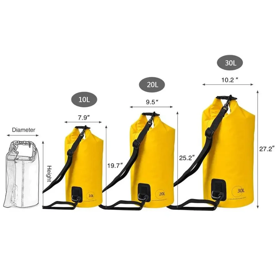 Yellow Customized Waterproof Dry Bag Boating Roll Top Backpack with Transparemt Window