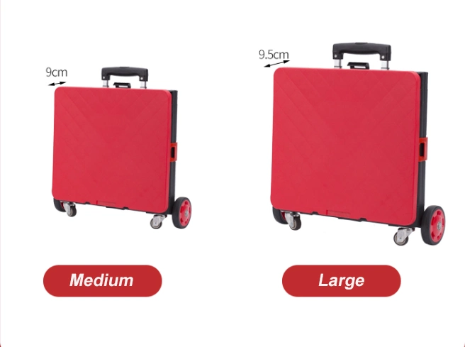 China Supplier Plastic Folding Shopping Wagon Collapsible Trolley Carts with 4 Wheels