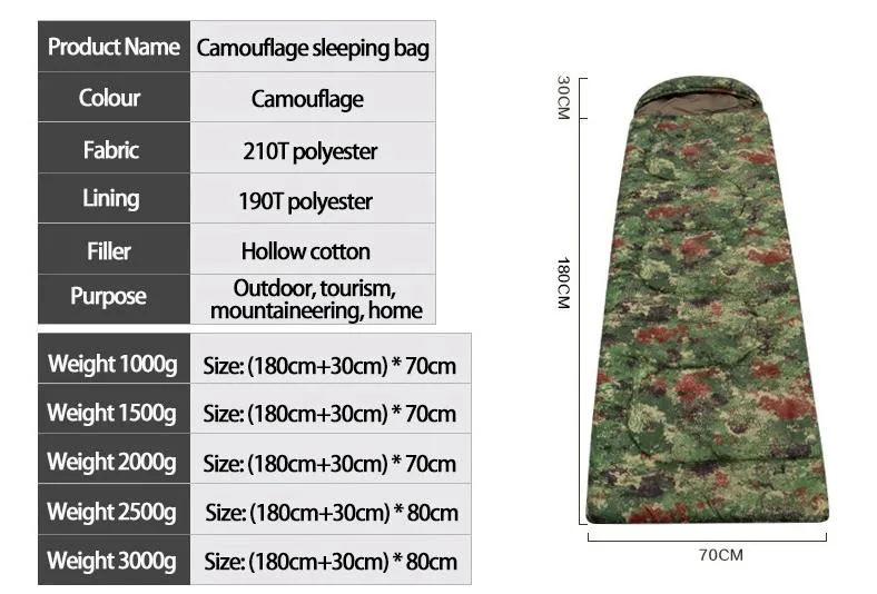 Outdoor Camping Thickened Winter Adult Warmth Portable Hiking Sleeping Bag