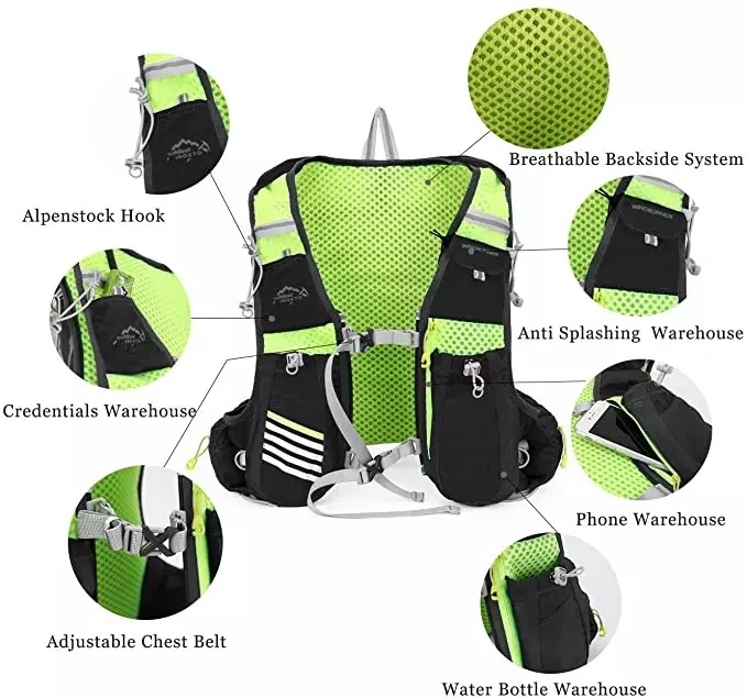 Running Race Hydration Vest Outdoors Hydration Pack Backpack for Marathon Running Cycling Hiking Fits Men and Women