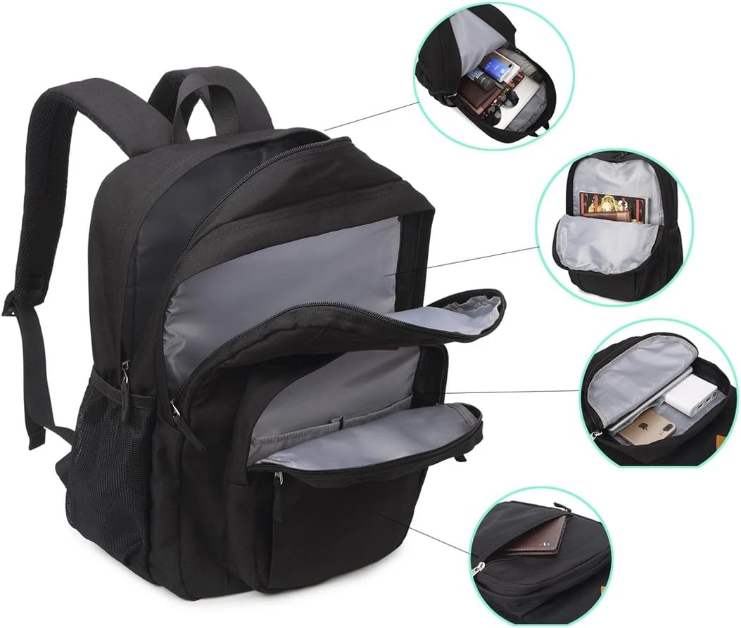 Custom RPET Fabric Classical Basic Travel Backpack for School Water Resistant Bookbag