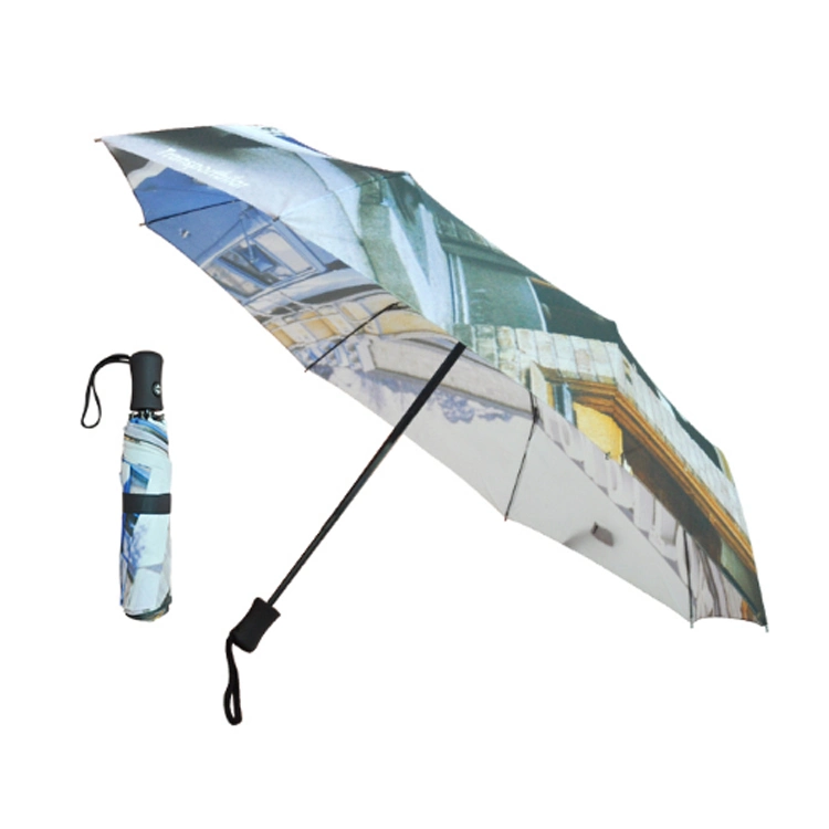 Digital Heat Transfer Volkswagen Car Customized Logo Printing Travel Auto Open and Close Fold Umbrella for Camping
