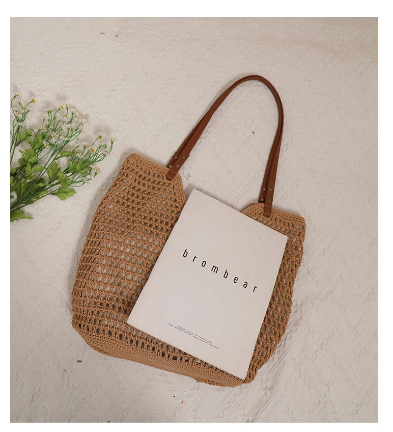 (WD3701) New Lazy Style Handheld Woven Bag with Cotton Line